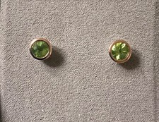 Clogau August Peridot birthstone stud earrings silver and rose gold