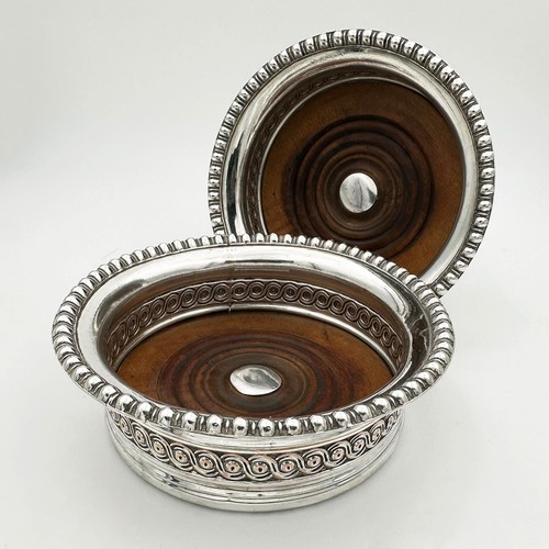 Antique pair bottle coasters - antique,
