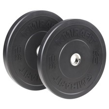 2 X 10kg Mirafit Black Bumper Plates Gym Weight Lifting Barbell Bar Discs #594