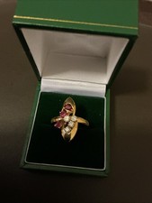 18ct Gold Ruby And Diamond Millennium Cocktail Ring Size. P Yellow Gold 750