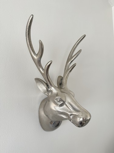 Silver chrome stag head - chrome,