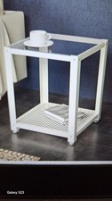 2 Tier Glass White Square End