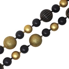 Christmas Bauble Garland Black & Champagne Gold - 1.8m Ornament Tree Decoration
