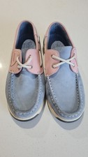 Quayside Nubuck Pink And Blue Deck Boat Shoes Size 4 Washable