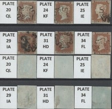 SG8 1d x 6 Plated 4 Margin Maltese Cross Examples. Good-Fine Used.