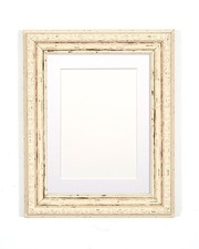 Ornate Swept Picture Frame Photo Frame Poster Frame with Mount -Distressed White