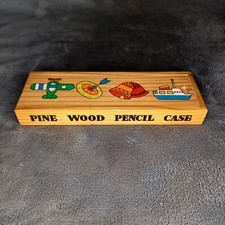 Vintage Pine Wood Pencil Case