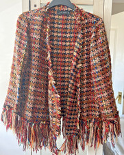ZARA MULTICOLOURED FRINGED OPEN JACKET SIZE L BNWOT