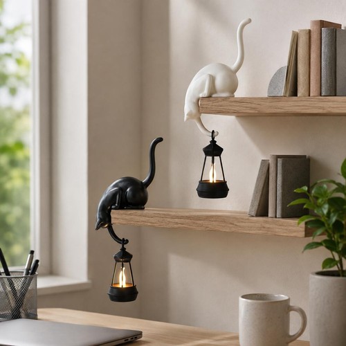 Cute cat shelf sitter - sitter, lantern