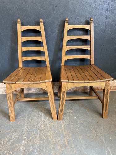 Oak dining chairs pair - of, arts