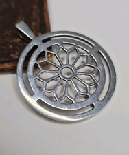 Vintage Malcolm Gray Ortak Sterling Silver St Magnus Rose Window Pendant 