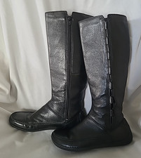 Clarks Active Air Black Leather Knee-High Women's Boots UK Size 5.5 Side Zip.