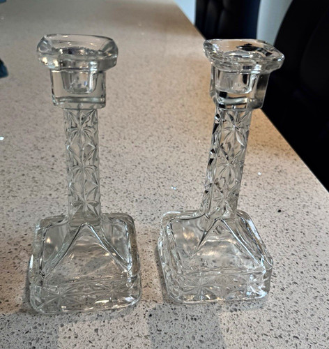 Vintage pair pressed glass - pair,