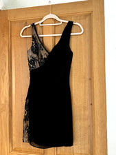 Kate Moss Topshop Dress Size 8 Fit 6 Mini Ruched Black Lace Beaded Glam Vintage