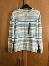 Womens Jumper Size 10-12 BERKERTEX Blue Striped Bnwt Autumn Winter