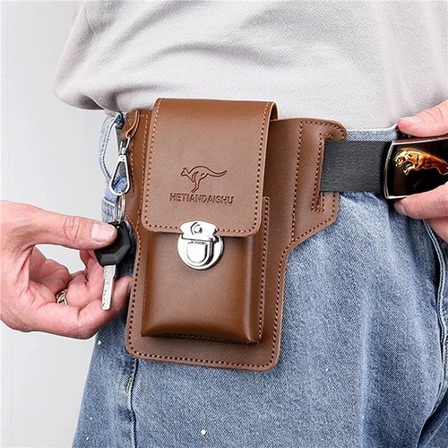 Leather phone holster belt - leather,