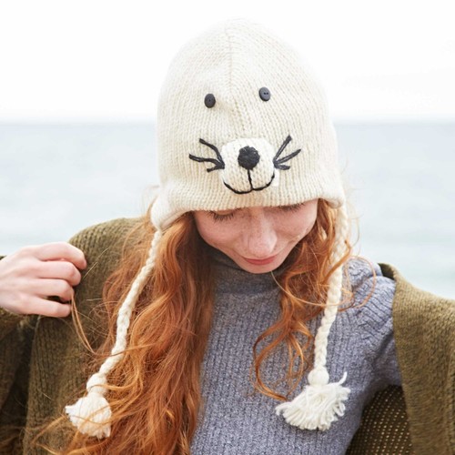 Hand knitted woolly seal - hand,