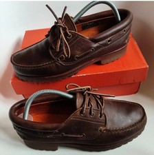 Timberland Men's Iconic Three-Eye Classic Leather Boat Shoes USA 6.5 W