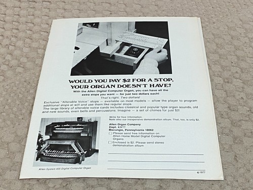 Keyboard organ advert 11x8 - organ, 11x8"