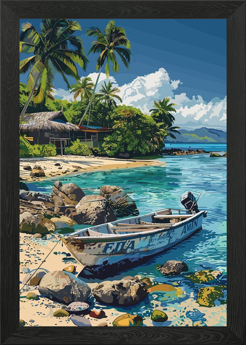 Tropical beach with - with, boat
