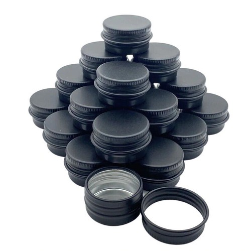 Round metal black tin - tin, 15ml