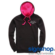 W73 Personalised Contrast Hoodie Custom Embroidered TEXT ONLY - NO LOGOS