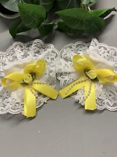 Romany/Spanish Frilly Socks Size 0-6 Months White Lace And A Yellow Bow