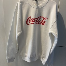 White Sweatshirt With Coca Cola Branded Red Logo New Size M Medium Merchandise