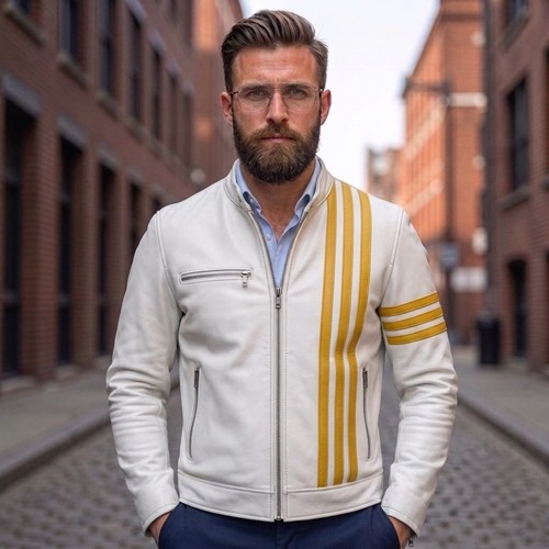 Men white genuine leather - men's,