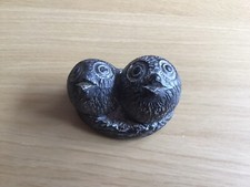 A Wolf Original Soapstone Sculpture, Two Baby Owl's In A Nest. Made In Canada