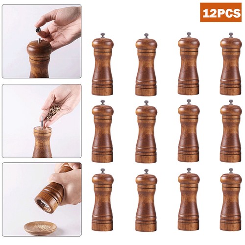 12x refillable oak wooden salt - wooden,