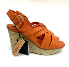 Zara Orange Leather Wedge