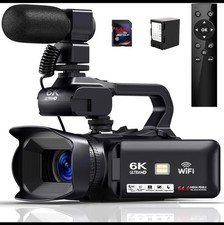 6K 64MP Camcorder Video Camera 18X Digital Zoom IR Night Vision 4.0 Inch Touch S