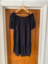 MW Matthew Williamson Black Summer Dress Size L Boho Gypsy Tasselled Jewelled