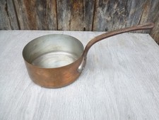 Antique French Copper Pan Pot Hand Made  Riveted  Iron Handle