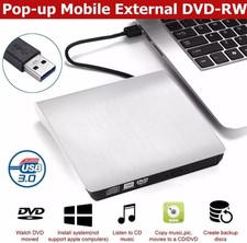 Slim USB 3.0 External CD-RW DVD ROM Drive Writer Reader Burner For Laptop PC UK