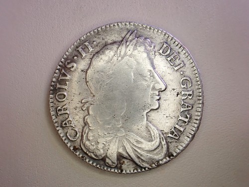 1677 silver half crown - half,