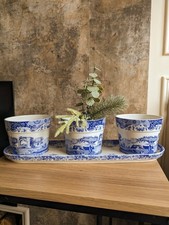 Spode Set Of 3 Blue Italian