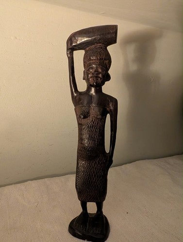 African wooden carved female - african,