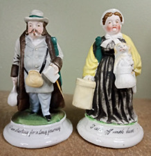 Pair of c.1910, Lady & Gentleman, German, Fairing Spill Vases or Match Strikers