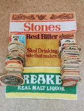 Bar TOWELS & MATS.  3 Bar Mats Vintage Lager Beer Pub Mat Breweriana 1970/80s