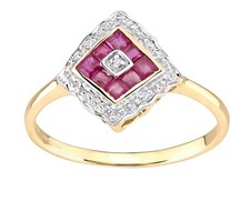 9ct Yellow Gold Ruby & Diamond