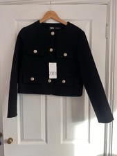 Zara Women’s Jacket Size M Brand New With Tags. Black With Gold Button Detail