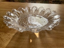 Beautiful Vintage Cut Glass Crystal Serving Plate with Fluted Edge 24cm Diameter