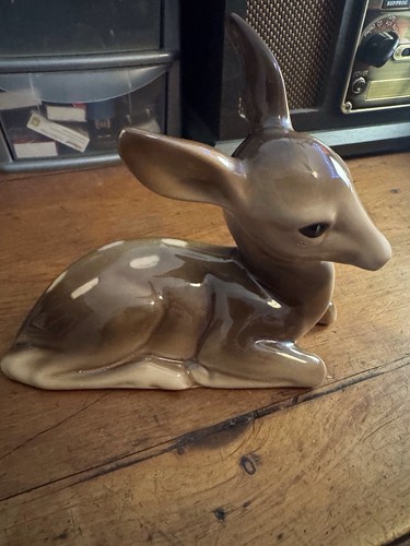 Vintage ceramic fawn - vintage,