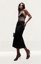 Topshop Womens Black Embellished One Shoulder  Midi Dress RRP £160