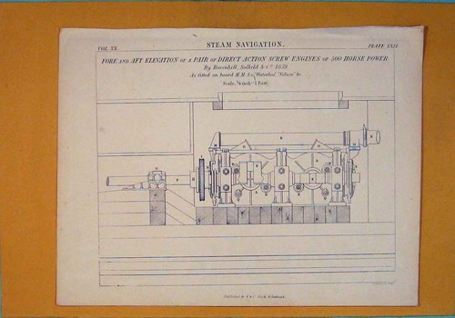 Old antique print - print, steam