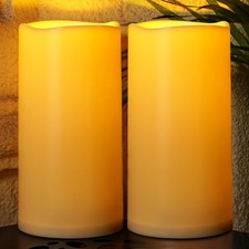 6" x 12" Extra Large Outdoor Waterproof Candle with Auto 6-Hour Timer, Ivory ...