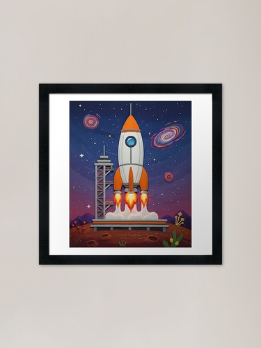 Rocket ship framed art print - art,