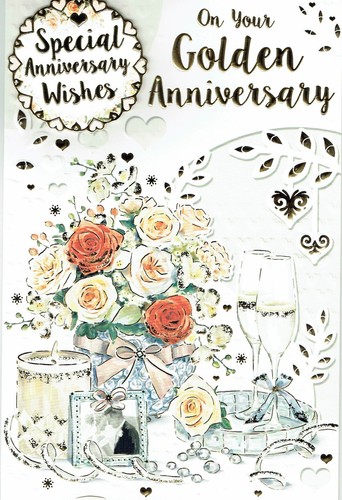 Golden wedding anniversary - golden,